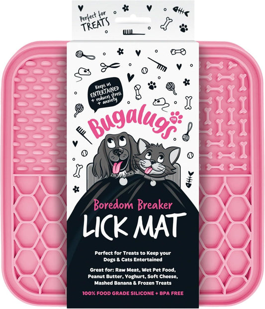 Bugalugs Boredom Breaker Lick Mat, 100% Food Grade Silicone Dog Mat, BPA Free