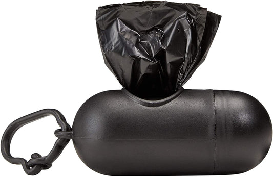 Unscented Standard Dog Poop Bags with Dispenser and Leash Clip, 33.02 X 22.86 CM, Black - 20 Rolls (300 Bags)