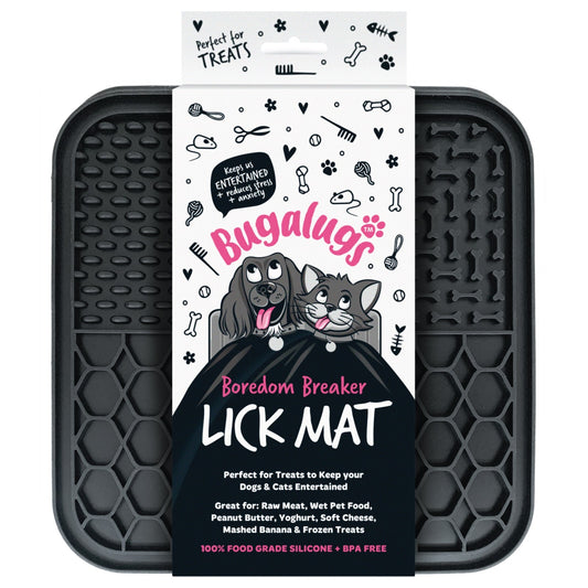 Bugalugs Boredom Breaker Lick Mat, 100% Food Grade Silicone Dog Mat, BPA Free