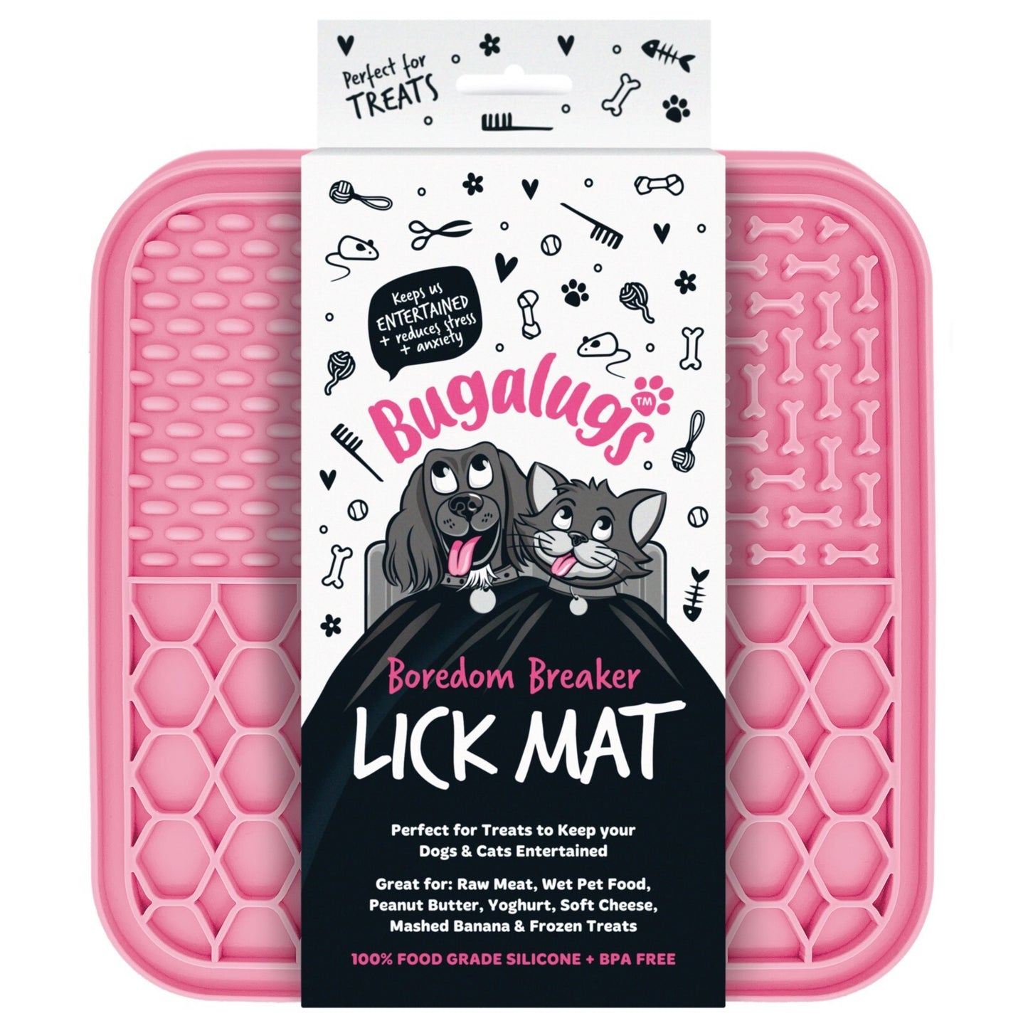 Bugalugs Boredom Breaker Lick Mat, 100% Food Grade Silicone Dog Mat, BPA Free